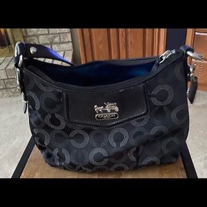 Coach black/silver shoulder purse